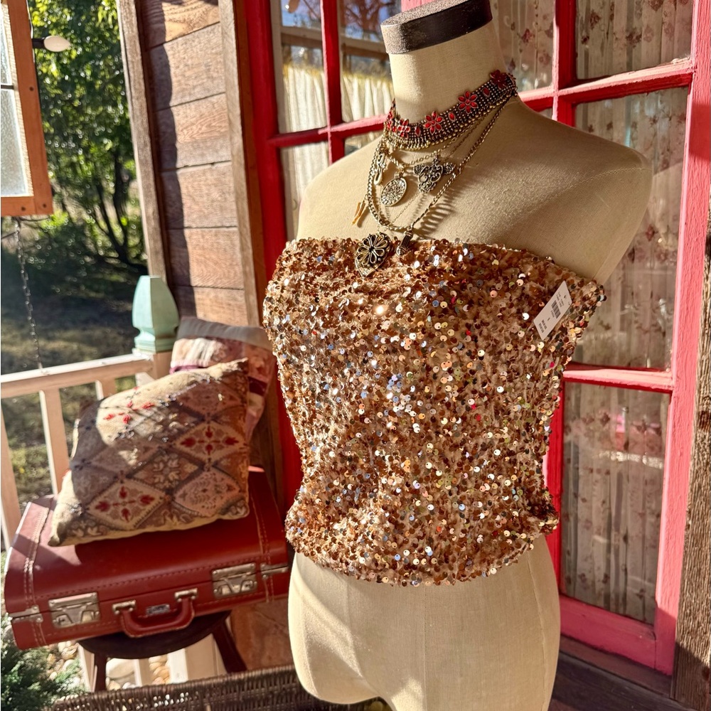 Anthropologie Sequin Tube Top - Picture 3 of 13